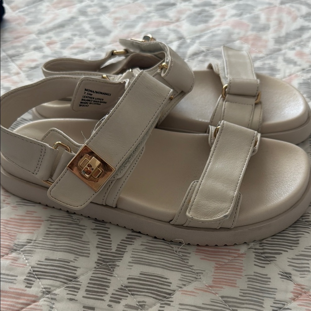Steve Madden Cream Sandals with Gold Buckle